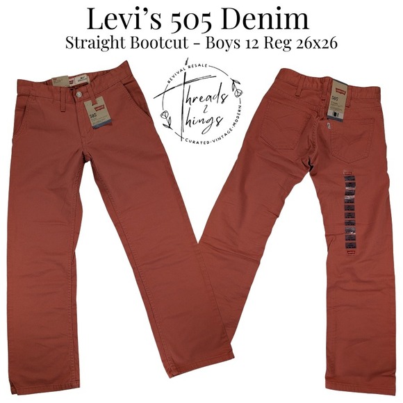 Levi's Other - NWT Levi's 505 Jeans Boys 12 Reg 26x26 Salmon Pink Denim Straight Bootcut Cotton